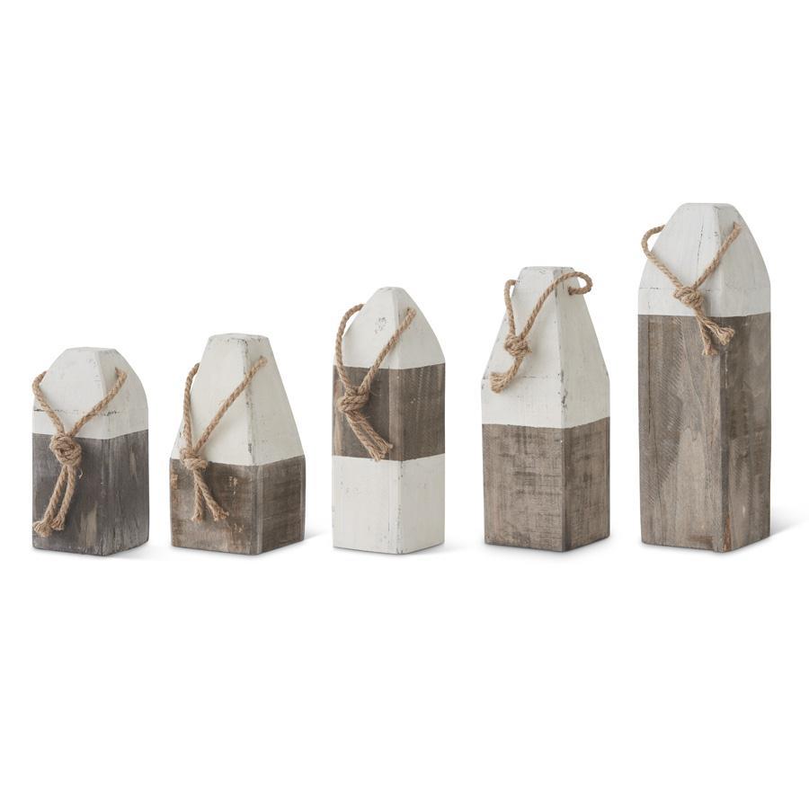 GRAY AND WHITE WOODEN BUOY 16"