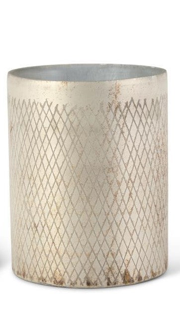 Champagne Diamond Etched Glass Vase