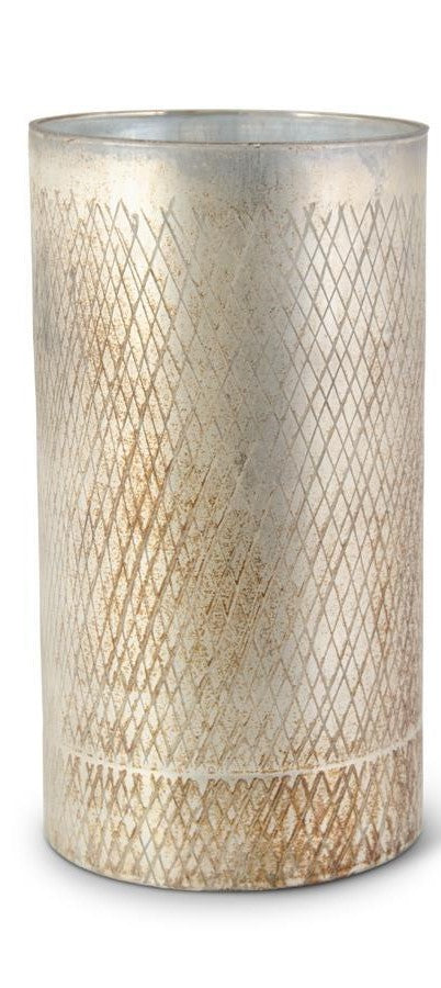 Champagne Diamond Etched Glass Vase