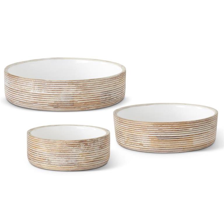 WHITEWASHED MANGO WOOD BOWL 12"