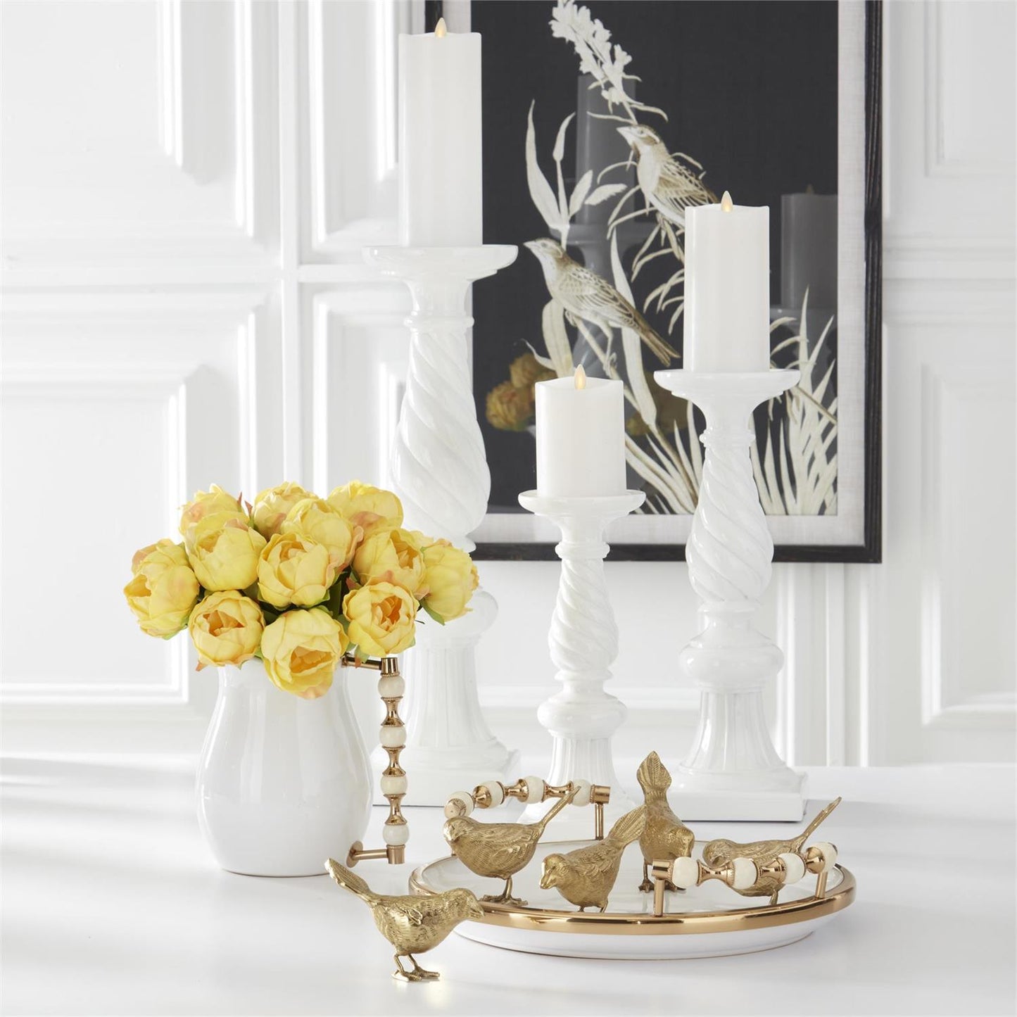 White Wax Luminara Indoor Pillar Candles w/Remote