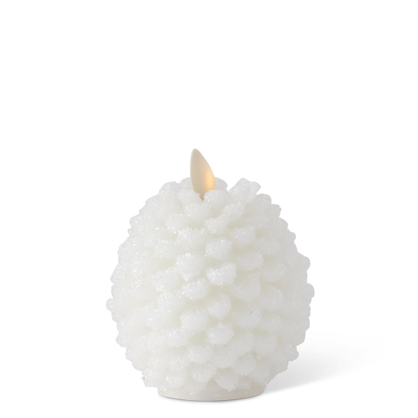 White Wax Snowy Pinecone Luminara Indoor Candle