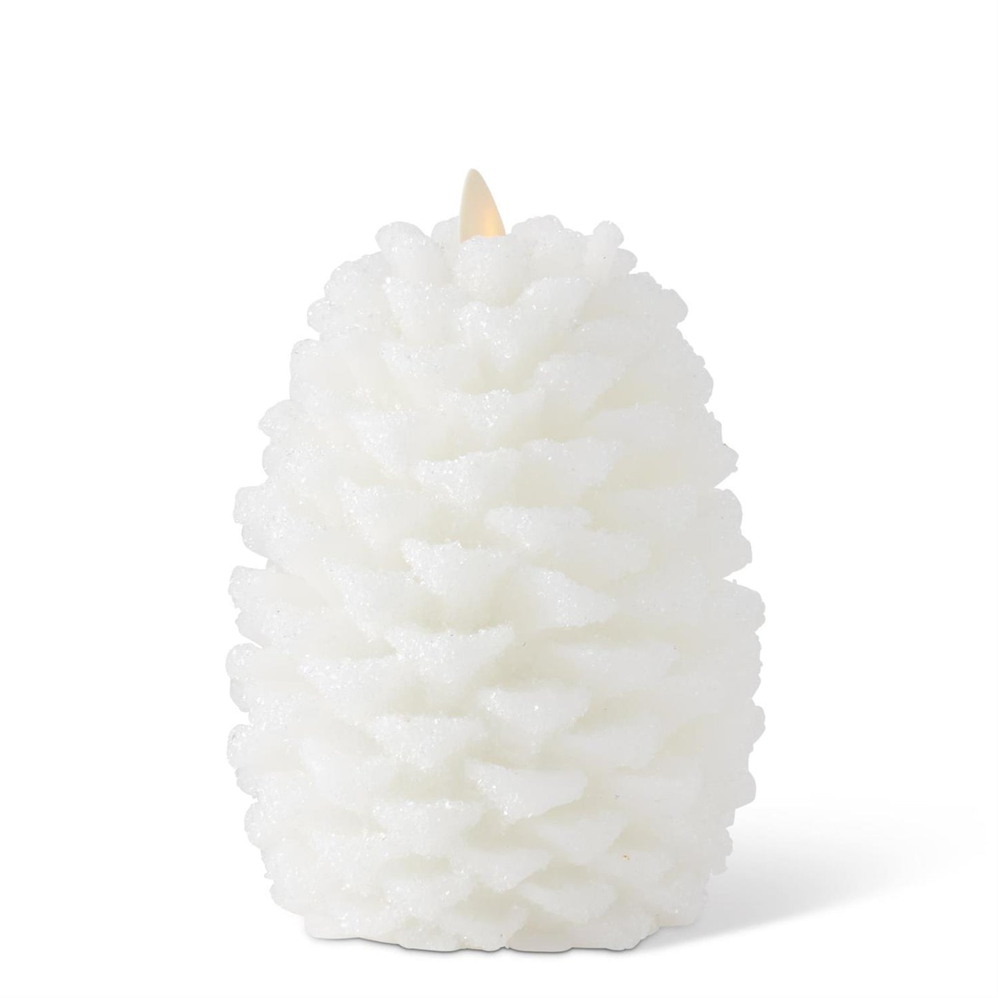 White Wax Snowy Pinecone Luminara Indoor Candle