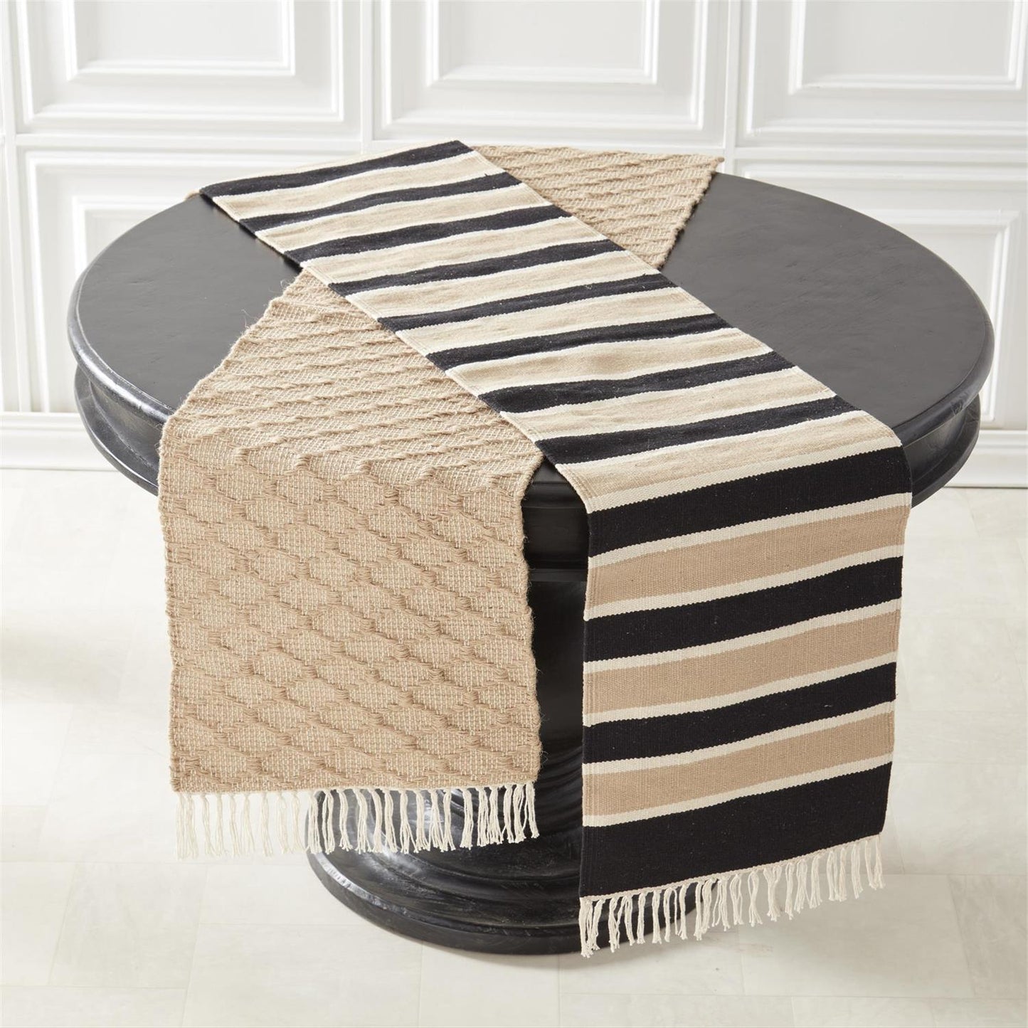 Black Cream & Tan Table Runner
