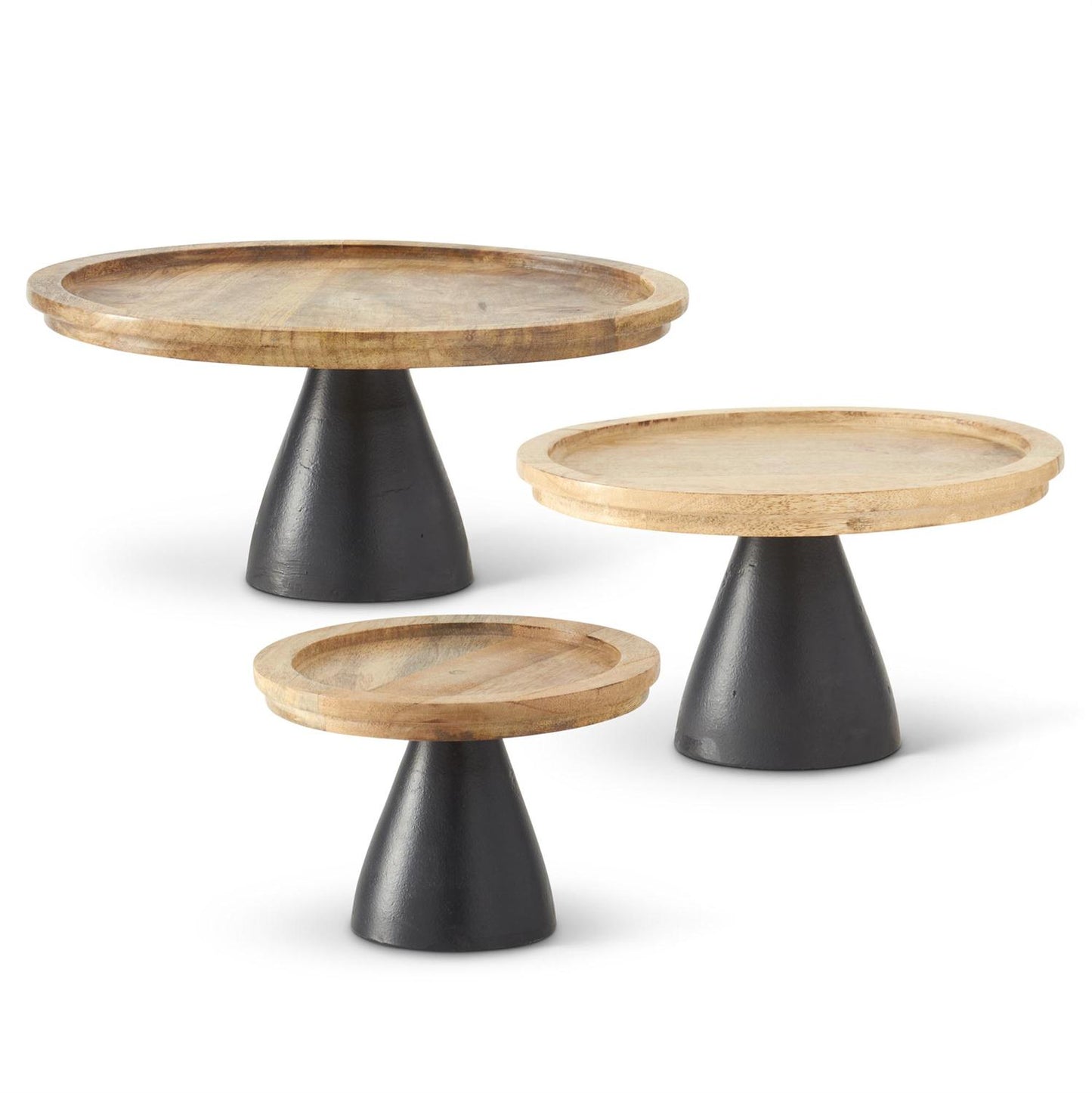 Mango Wood Cake Stand/Riser w/Black Metal Base