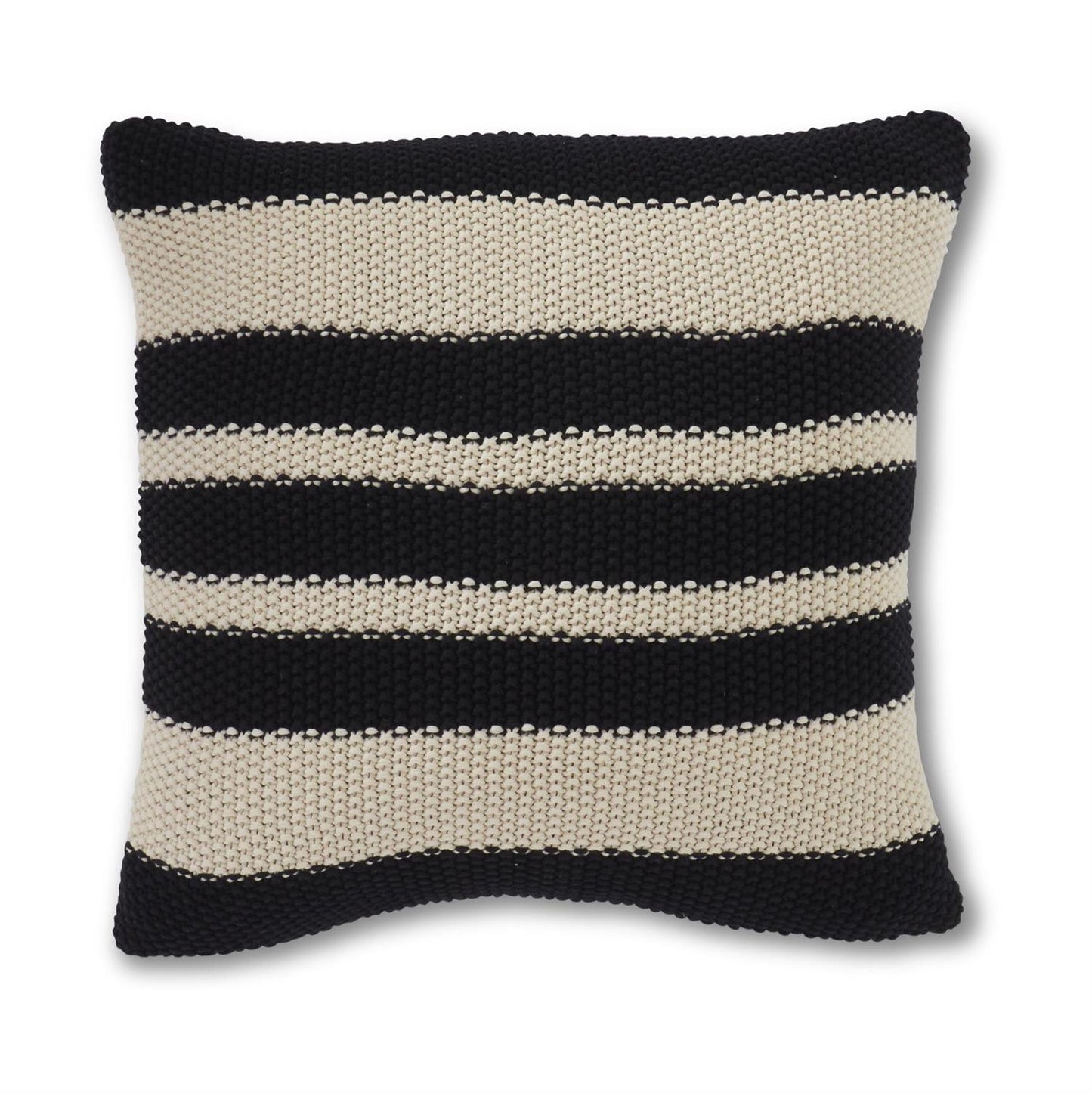COTTON KNIT PILLOW - BLACK & CREAM STRIPED