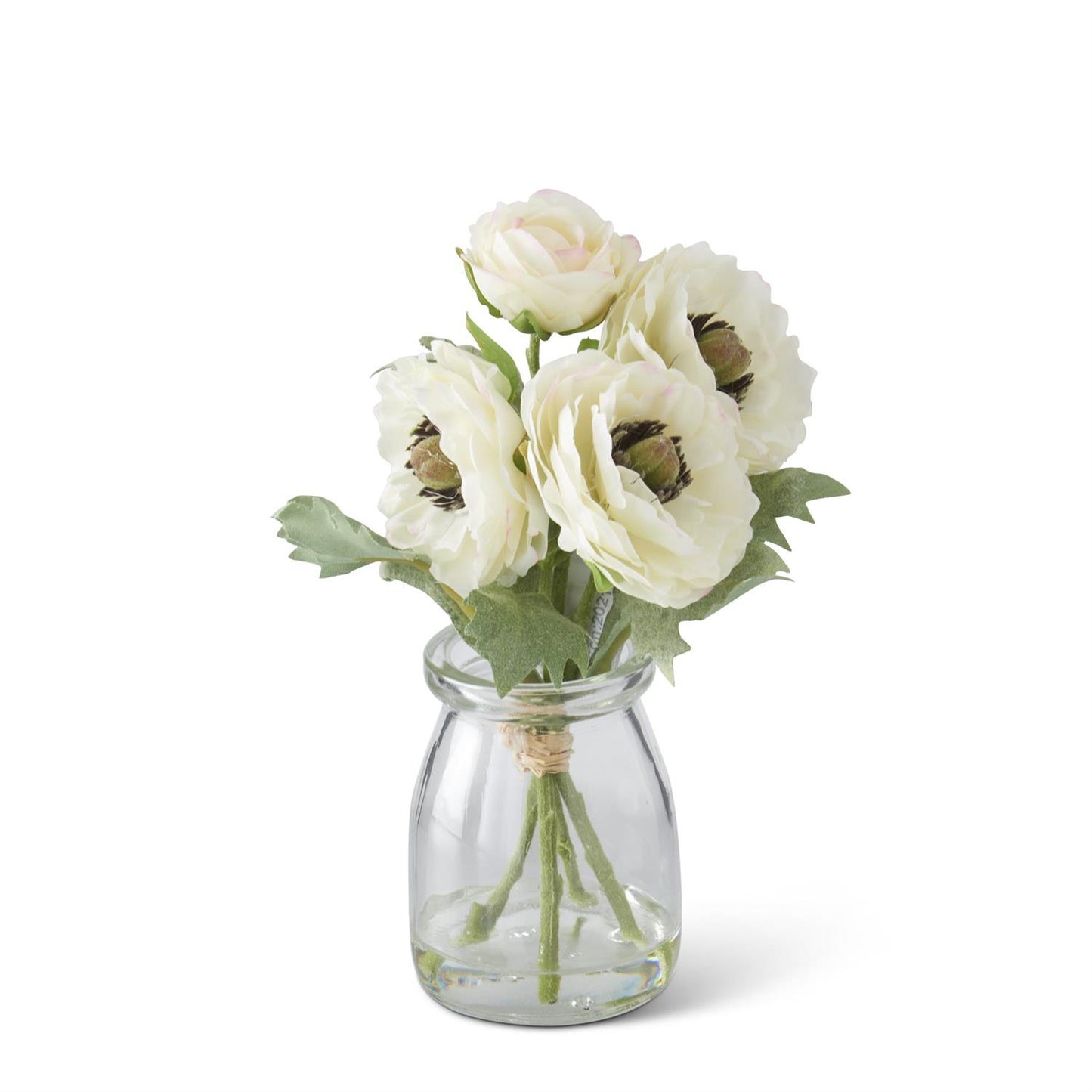 White Ranunculus Bouquet in Glass Vase