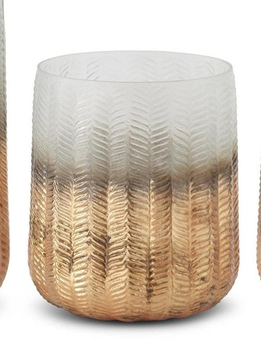 Chevron Embossed Orange Ombre Vase