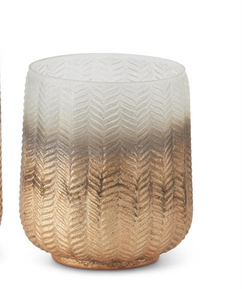 Chevron Embossed Orange Ombre Vase