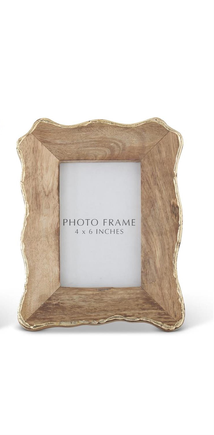 Scalloped Edge Mango Wood Photo Frame w/Gold Edge