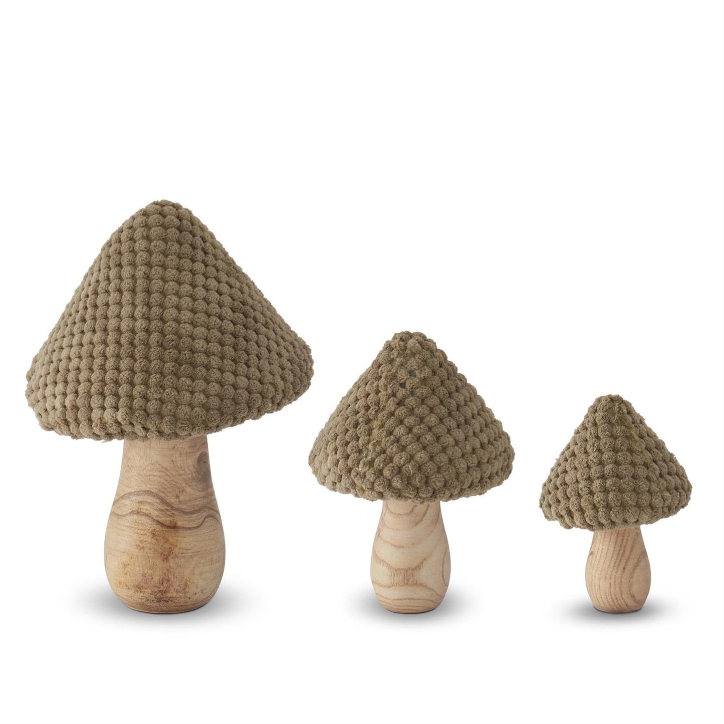 Tan Fabric & Wood Mushrooms