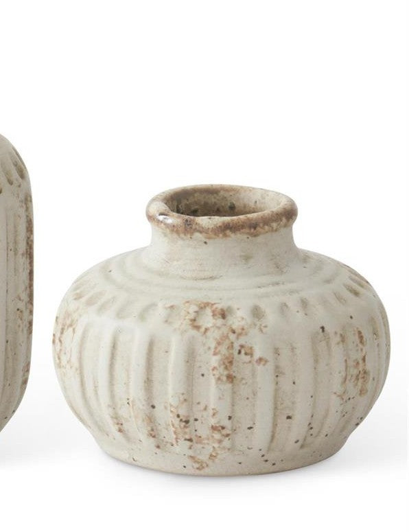 Weathered Cream Ceramic Bud Vase