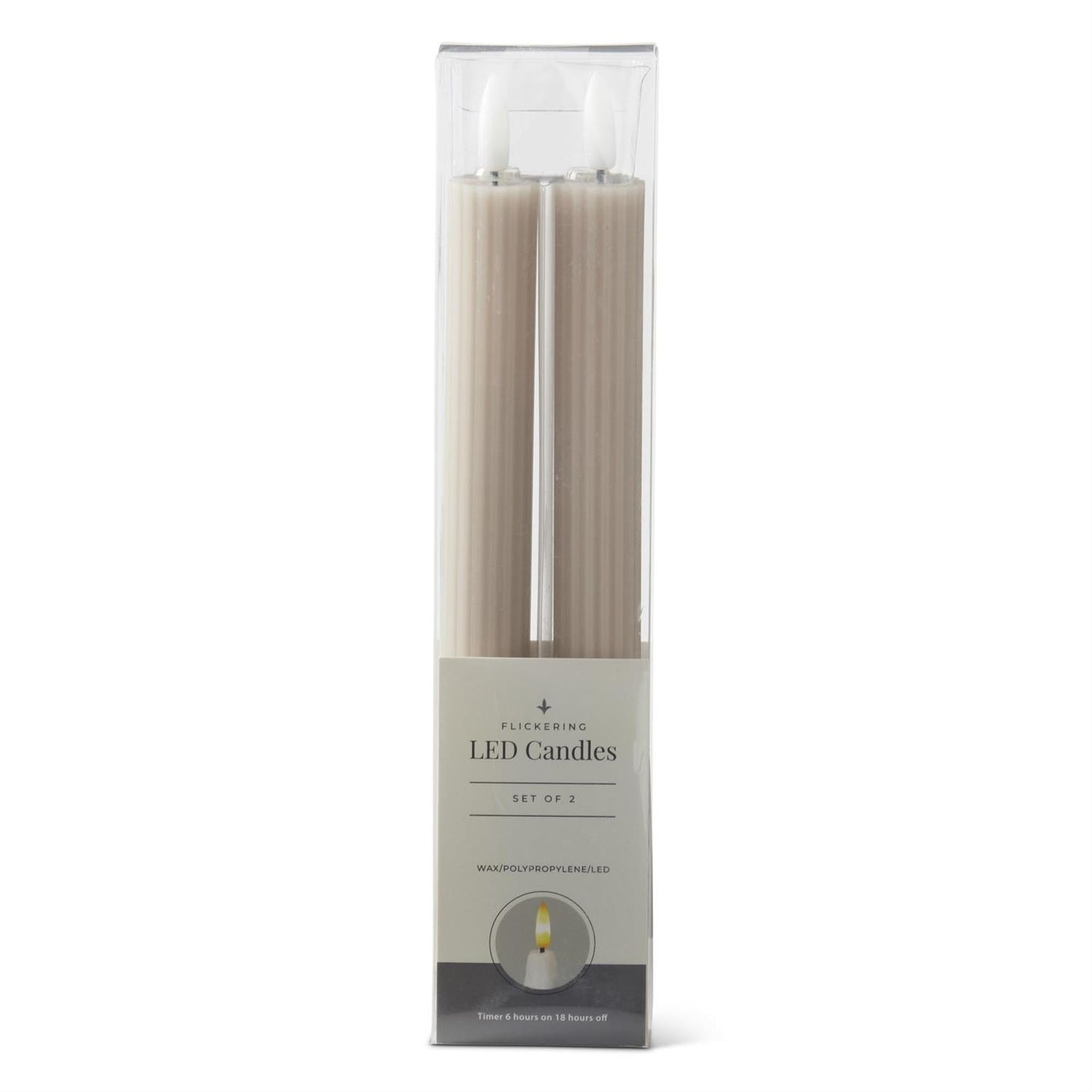 Taupe Thin Line LED Taper Candles