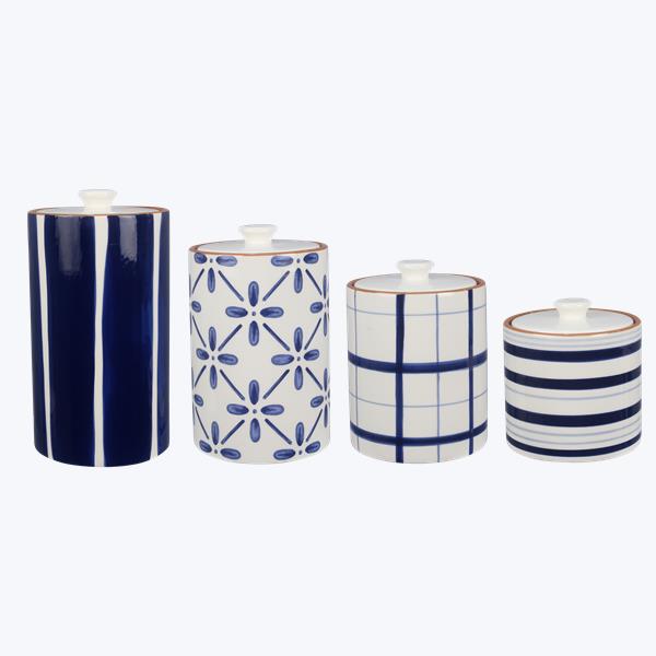 CERAMIC BLUE AND WHITE CANISTER