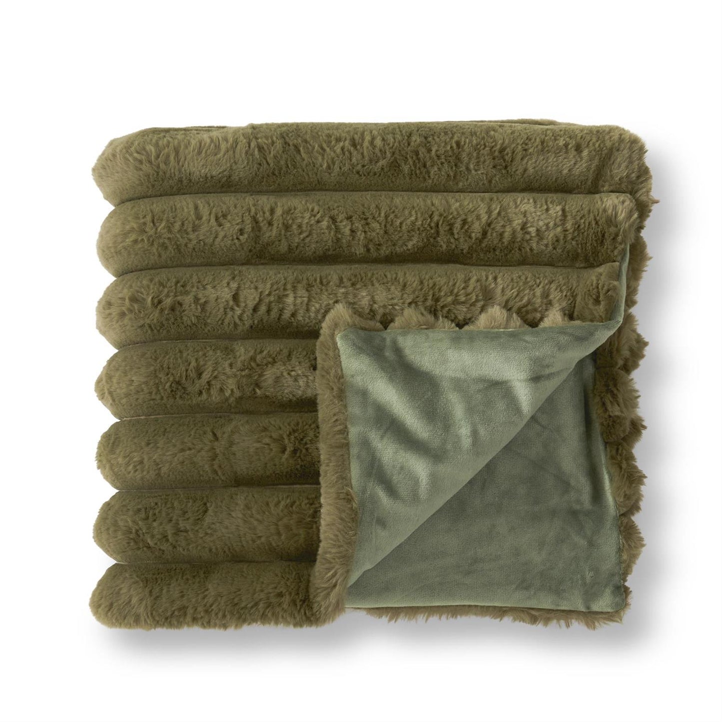 Dark Green Vegan Fur Throw Blanket