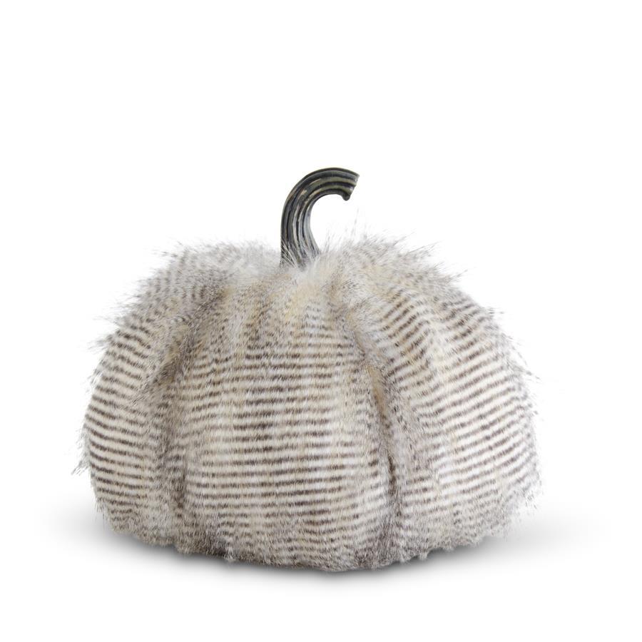 GRAY THREE TONE FAUX FUR PUMPKIN