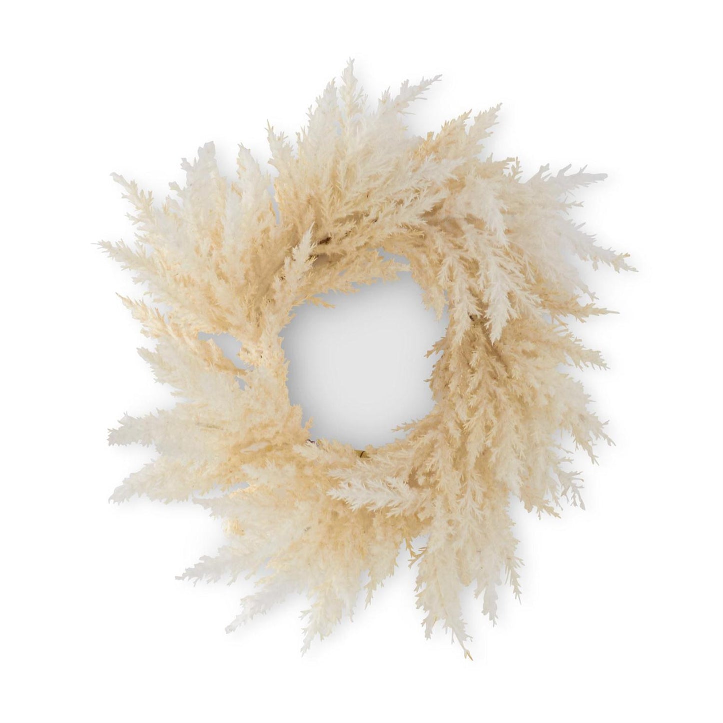 FLOCKED CREAM PAMPAS GRASS CANDLE RING/WREATH