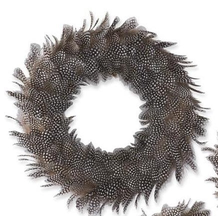 Black & White Speckled Wispy Feather Wreath
