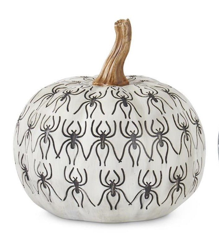 White & Black Spider Resin Pumpkin