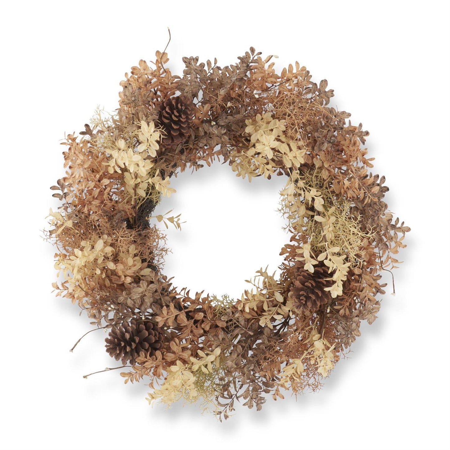 Fall Light Orange & Cream Eucalyptus Wreath w/Pinecones