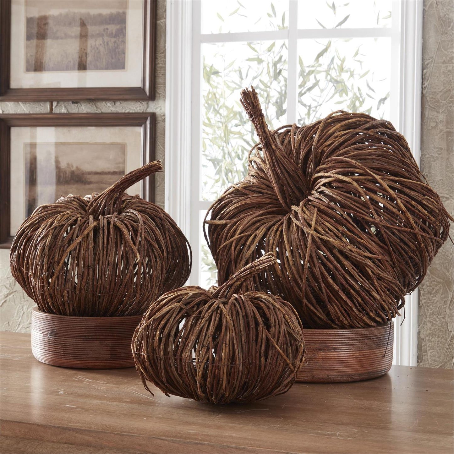 12.75 Inch Woven Vine Pumpkin