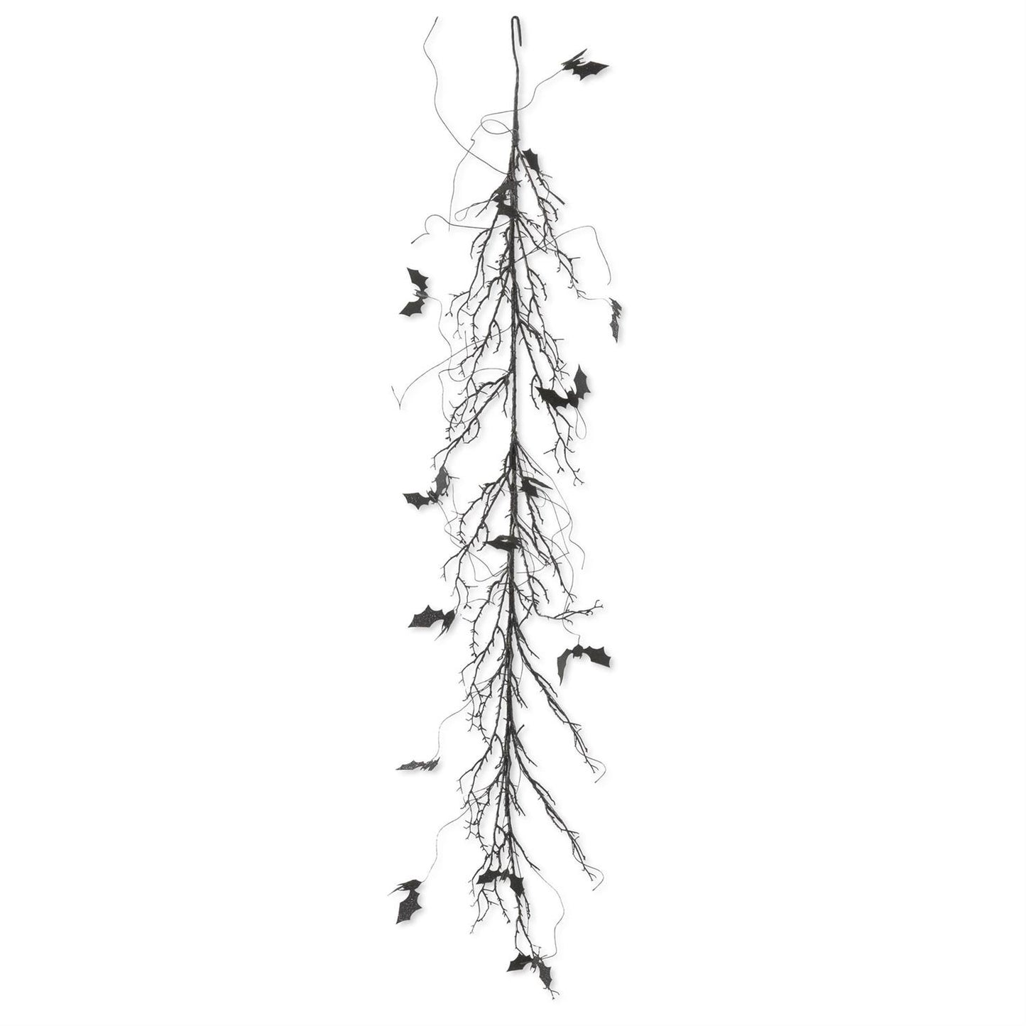 Black w/Purple Glitter Twig & Bat Garland