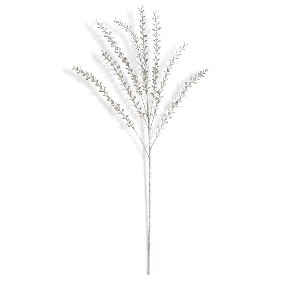 Silver Glittered Stem w/Mini Teardrop Leaves
