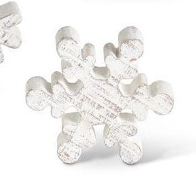 Small Wooden Whitewashed Snowflake