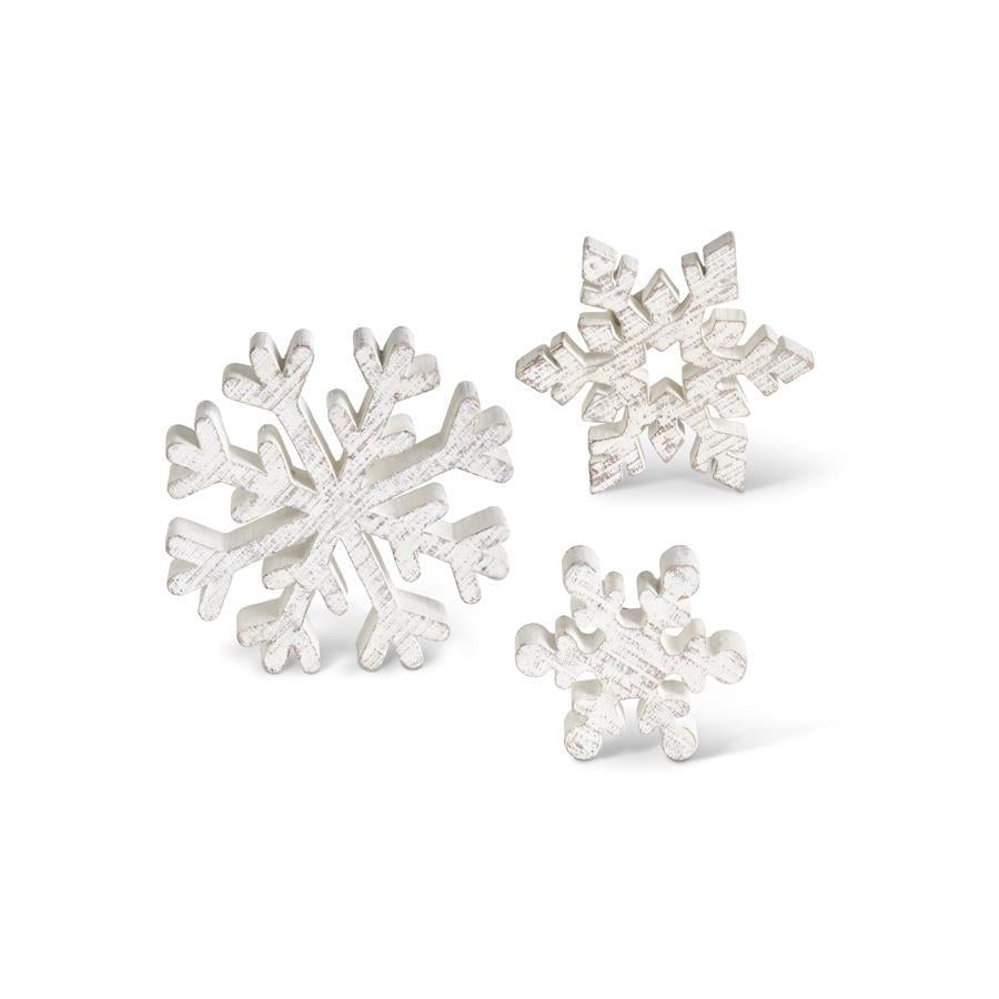 Small Wooden Whitewashed Snowflake