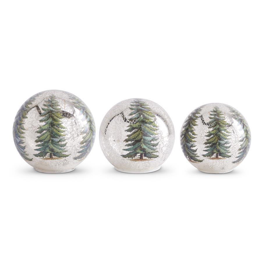 Pine Tree LED Gold Mercury Glass