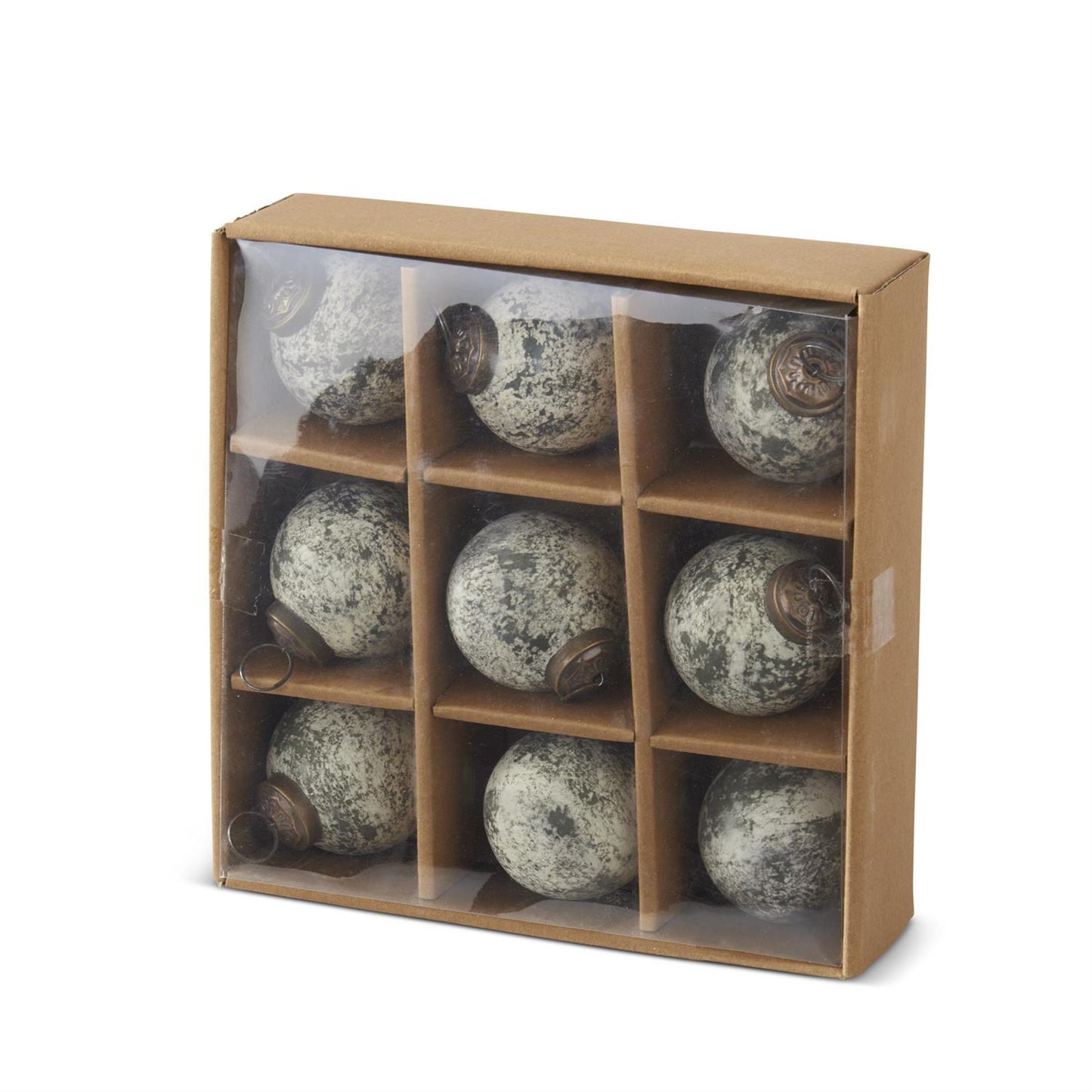 Green Half White w/Speckles Glass Ornaments