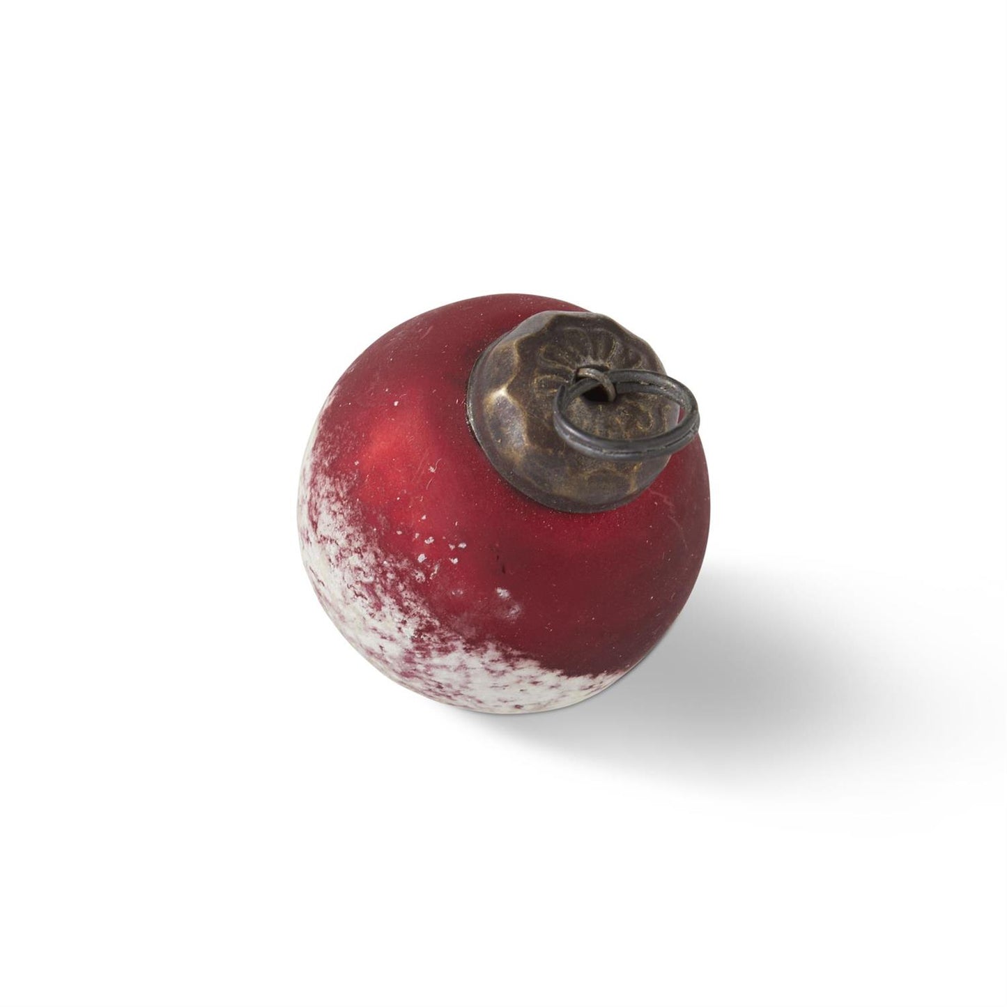 Red Half White w/Speckles Glass Ornaments