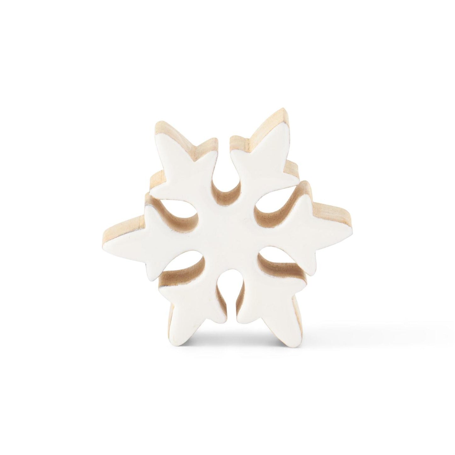 Wood Snowflake w/White Enameled Front