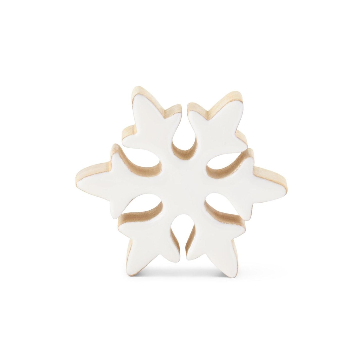 Wood Snowflake w/White Enameled Front