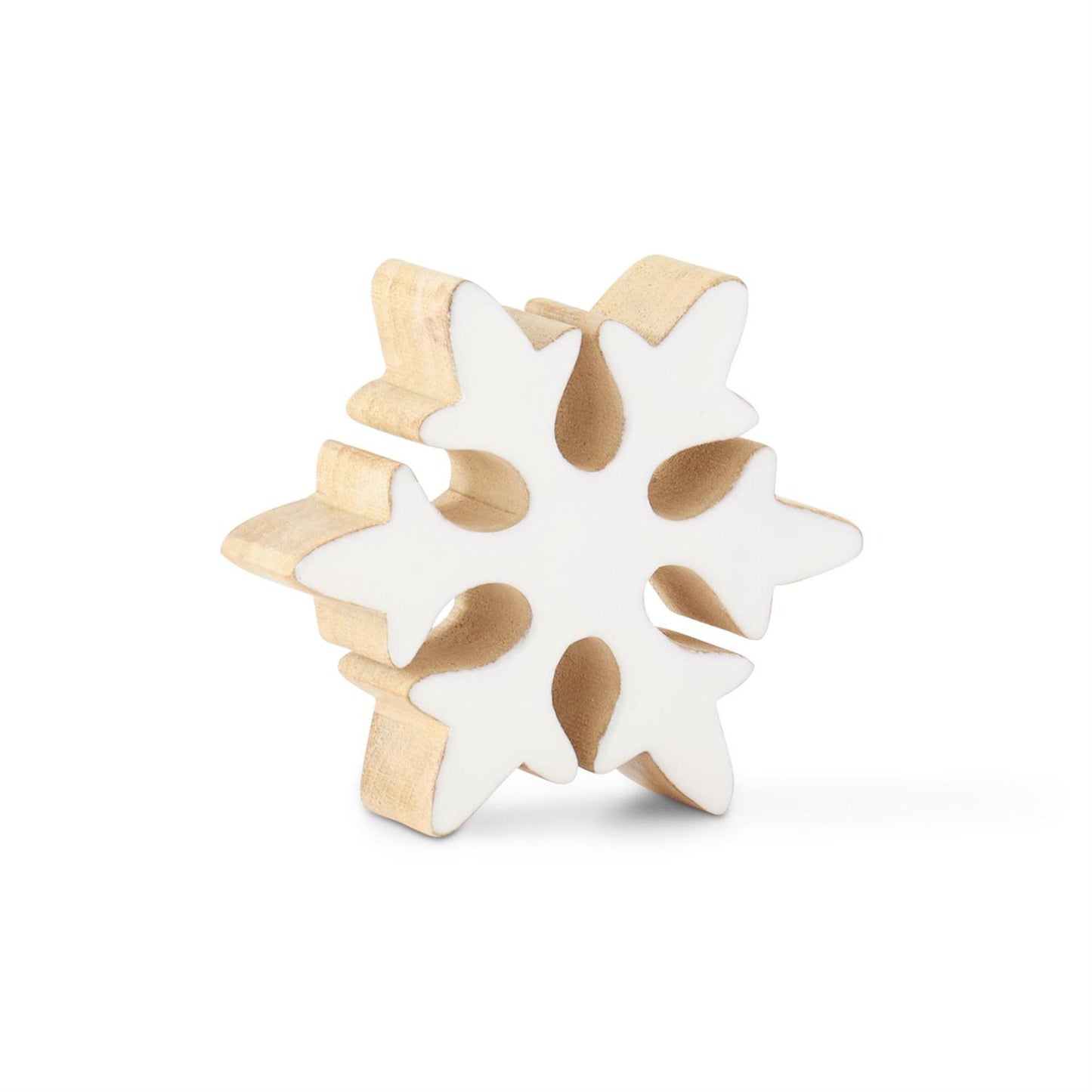 Wood Snowflake w/White Enameled Front