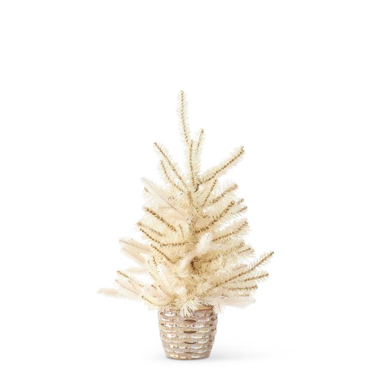 White & Brown Needle Christmas Tree in Ceramic Pot