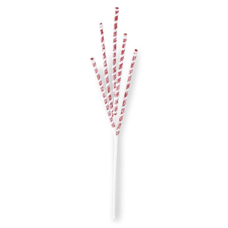 Glittered Red & White Flocked Spiral