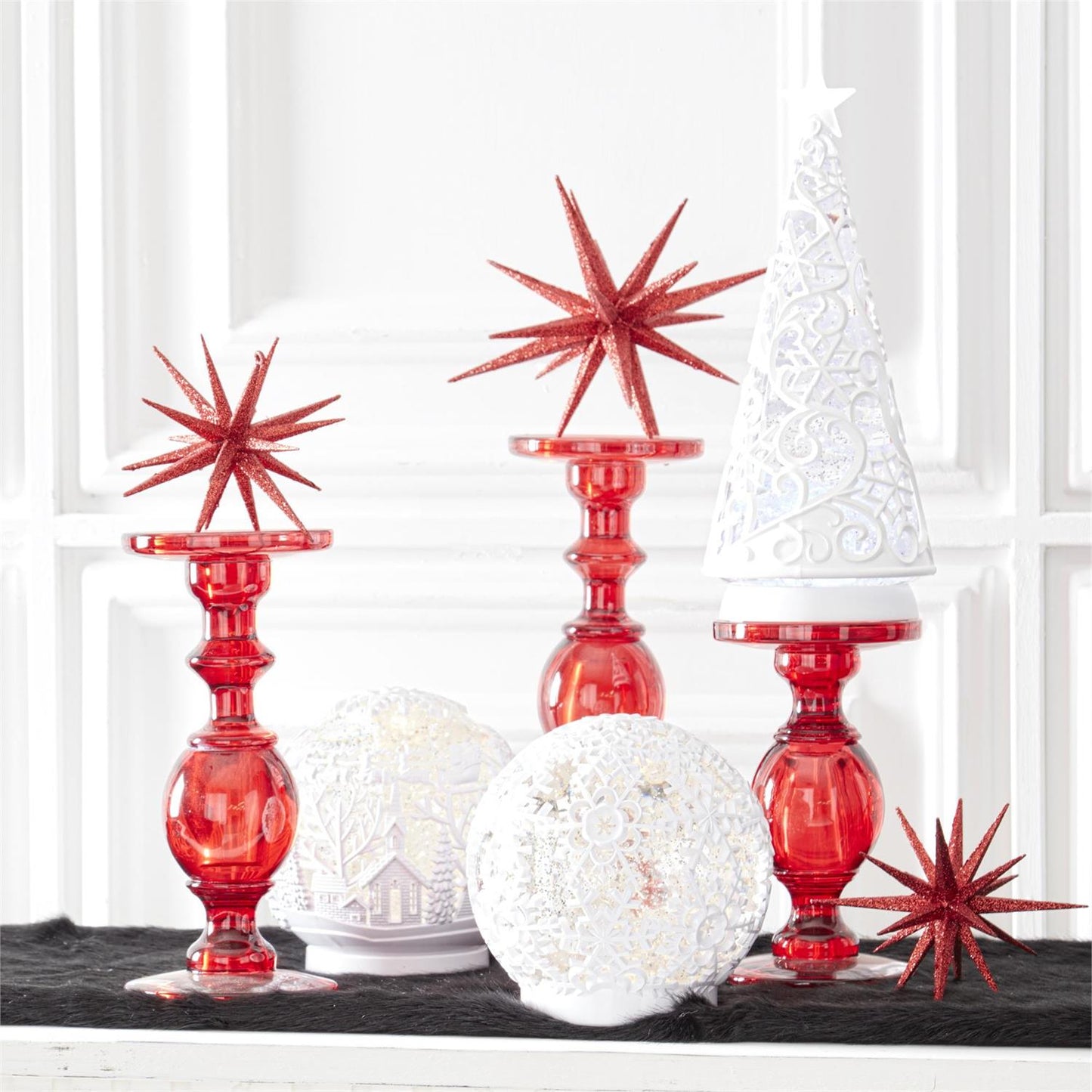 White Cutout Acrylic LED Spinning Water Globe