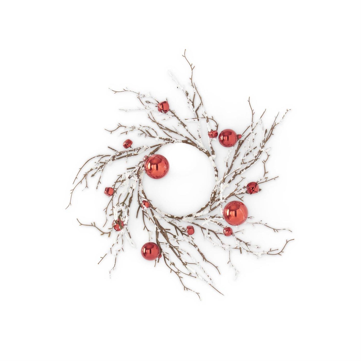 Red Ornaments & Bells Glittered Flocked