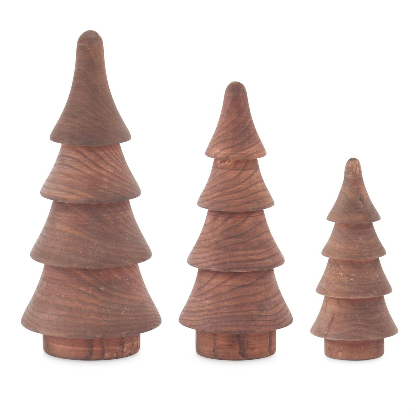 Carved Brown Wood 4 Tier Christmas Tree