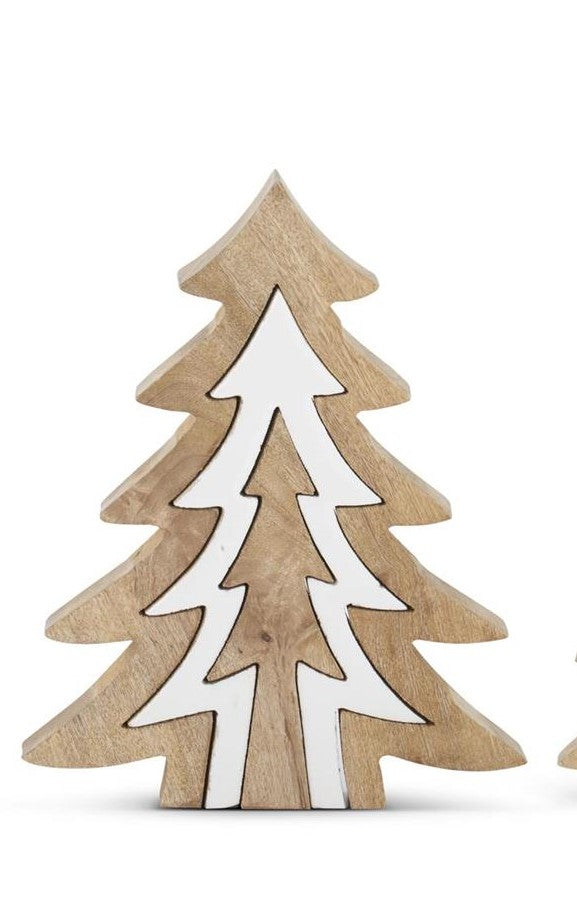 Wood Tree w/White Enameled Center Cutout Tree