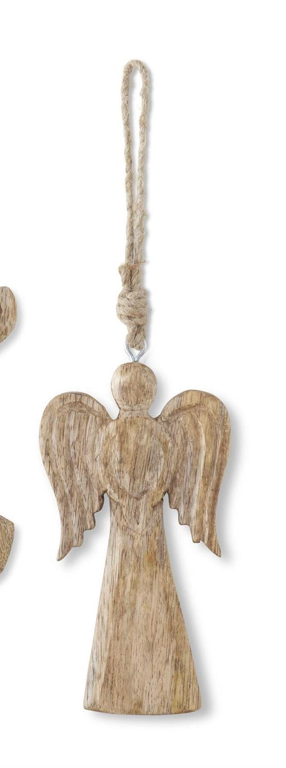 Mango Wood Holiday Angel Ornament