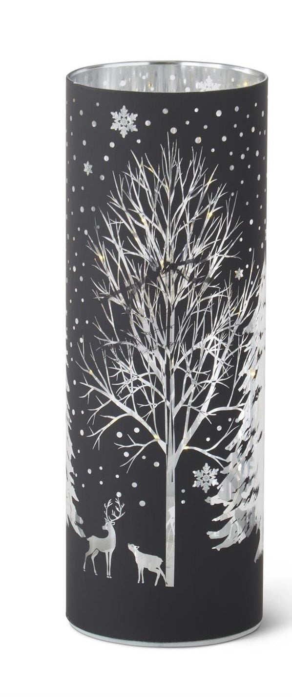 Black Laser Engraved Winter Scene LED