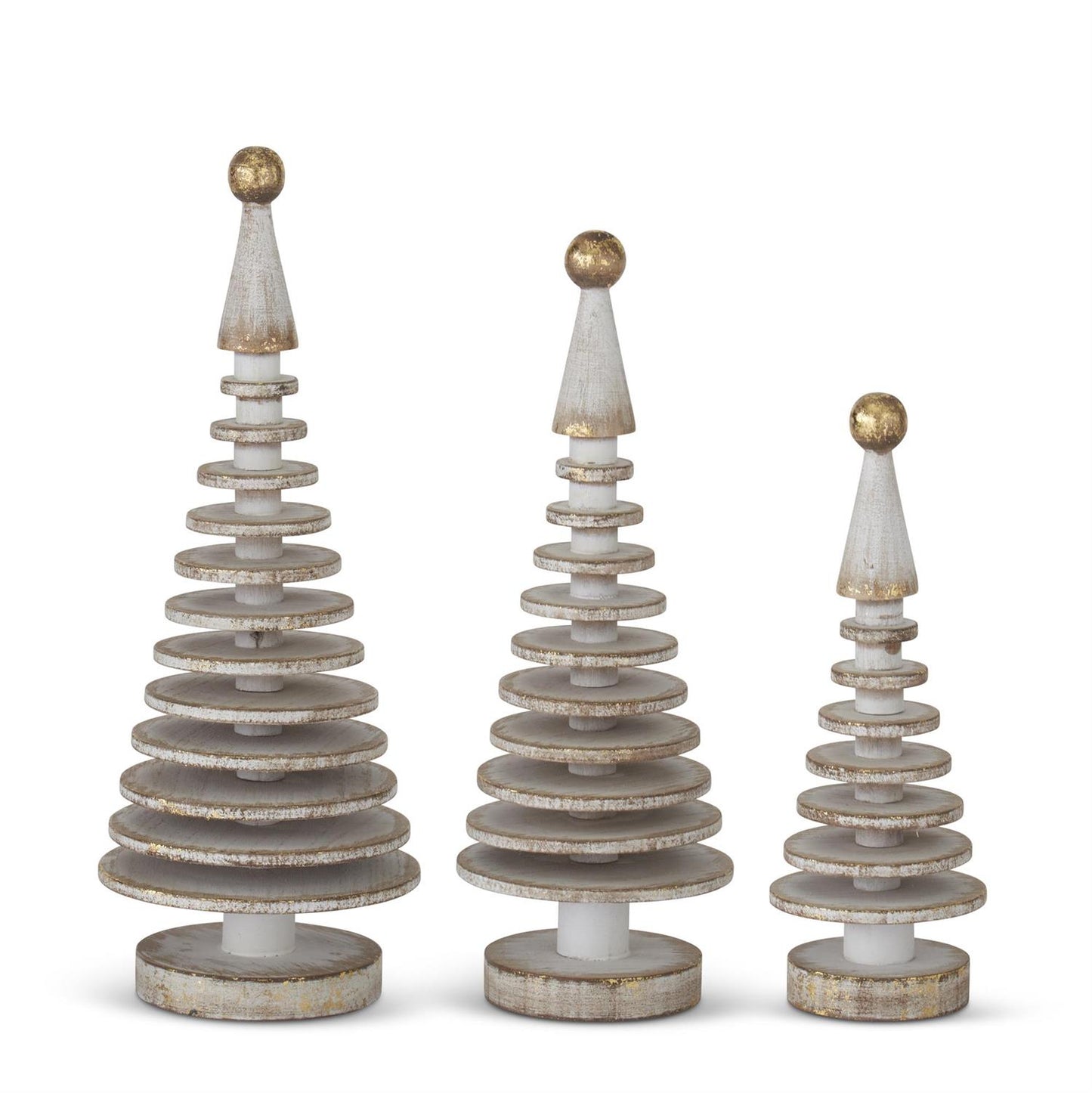 Whitewashed Gold Gilded Wood Disk Tree