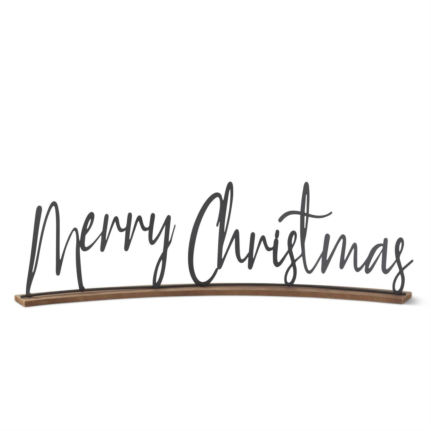 Curved Matte Black Metal MERRY CHRISTMAS Script Tabletop Cutout