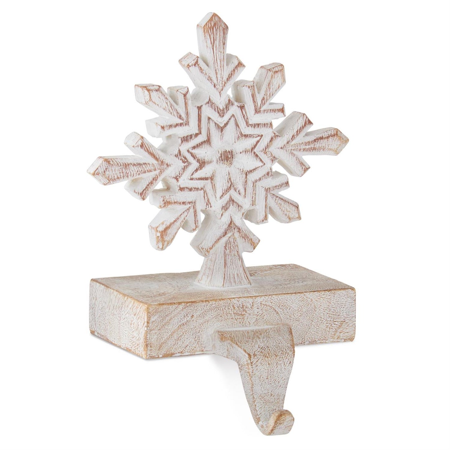 Resin Brown & White Snowflake Stocking Holder