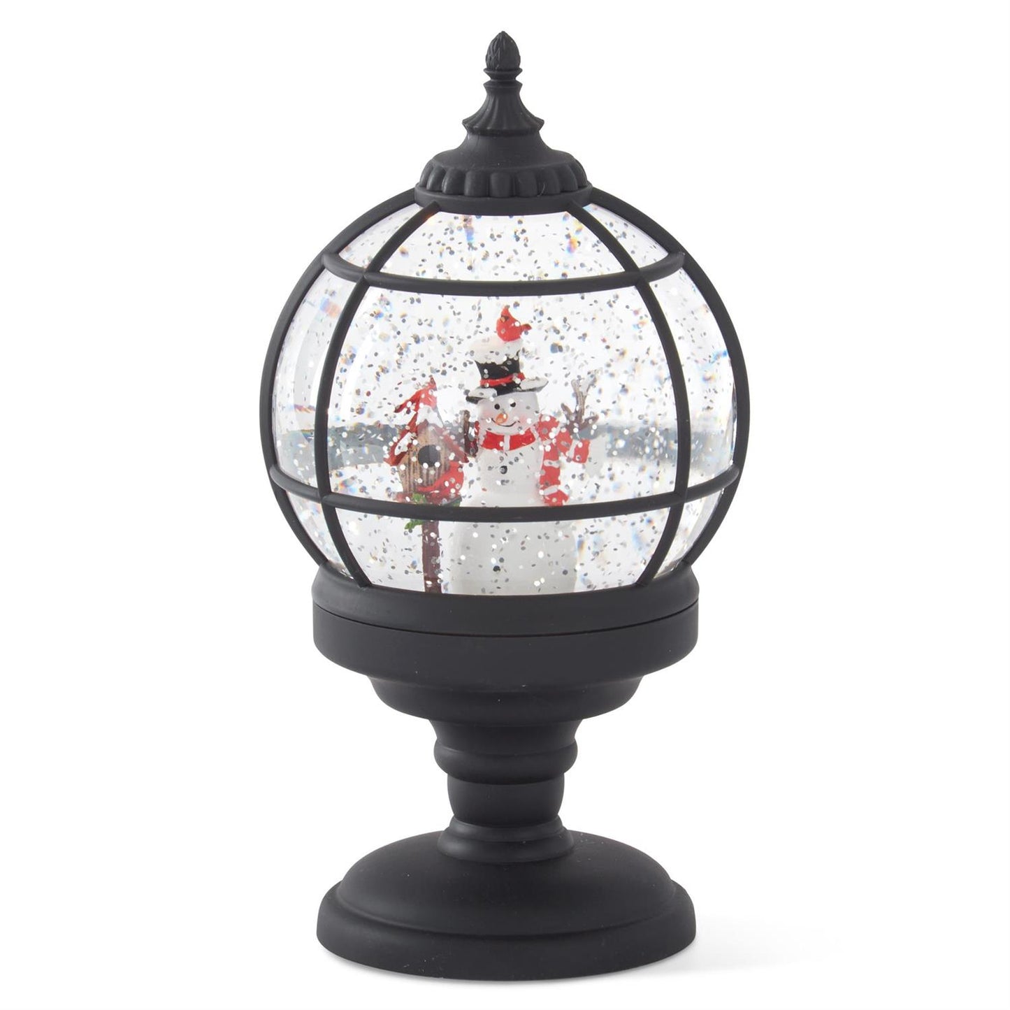 Black Grid Snowman Water Spinning LED Snow Globe
