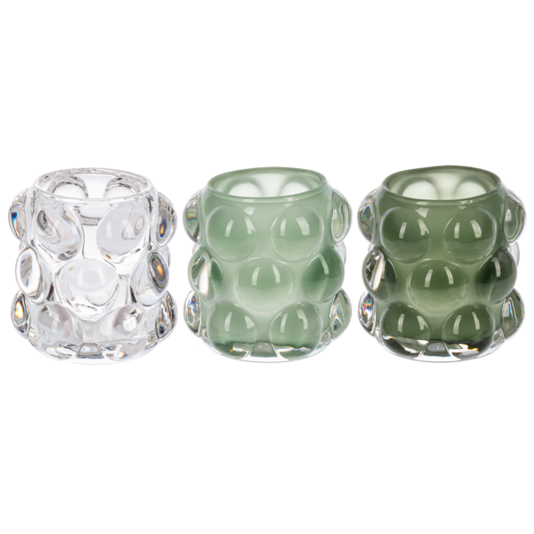 Bubble Glass Tealight Holder - Light Green