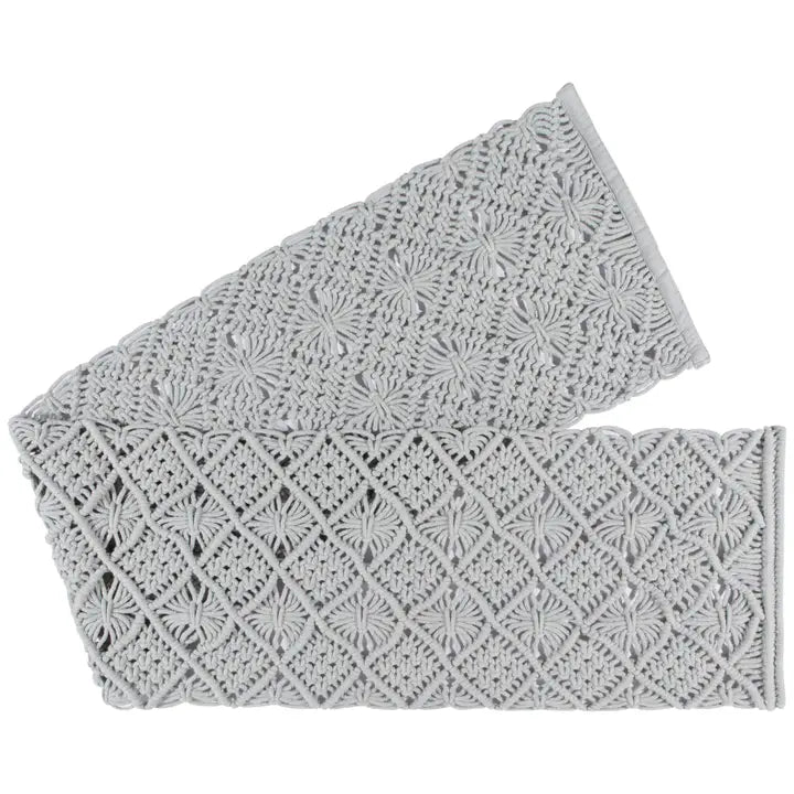Macrame Table Runner - Gray