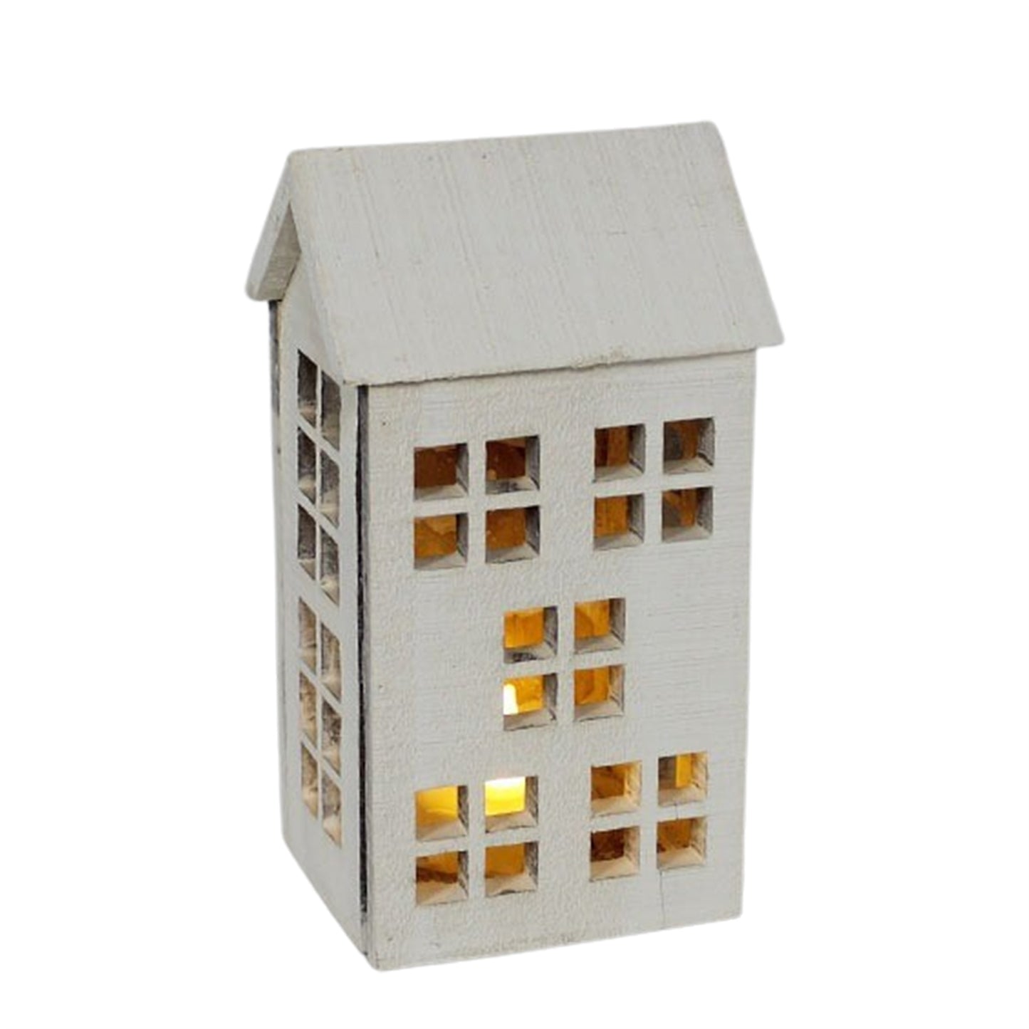 Lighted Snowy Tall House